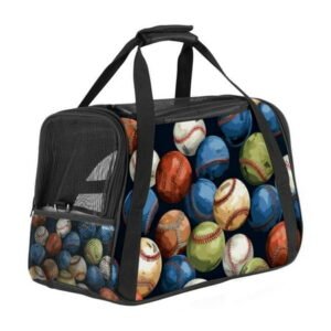 Baseball Fabric Pet Carrier Bag with 900D Oxford Cloth Base and Nylon Webbing Handle – 17x10x11.8 Inches – Ideal for Small Dogs and s – Travel Bag