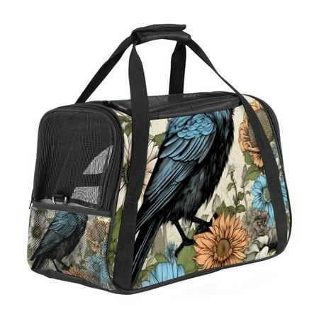 Crow Modern Sherpa Pet Carrier Bag with 900D Oxford Cloth Material, Nylon Webbing Base, 17x10x11.8 in Size – Ideal for Small Pets – Travel-Friendly