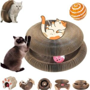 Kitty Curls Cat Toy, Cat Kurlz, Marlene Kitty Curls Cat Toy, Reversible Infinity Style Magic Organ Cat Scratching Board, Made from Recycled Corrugated Cardboard Durable & Long Lasting (1Pcs)