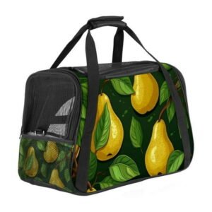 Pear Durable Fabric 900D Oxford Cloth Pet Bag with Sherpa Base and Nylon Webbing, 17x10x11.8 Inches, for Small Dogs and s, Travel Carrier Tote – Black