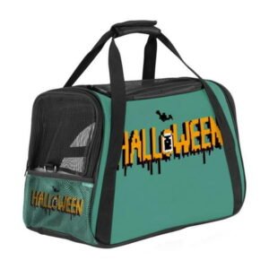 Halloween Font Modern Sherpa Pet Carrier Bag with 900D Oxford Cloth Material, Nylon Webbing Base, 17x10x11.8 in Size – Ideal for Small Pets – Travel-Friendly