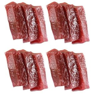 4 Pcs Simulated Tuna Mini Food Fish Cubes Shaped Model Lifelike Meat Fake Decor Restaurant