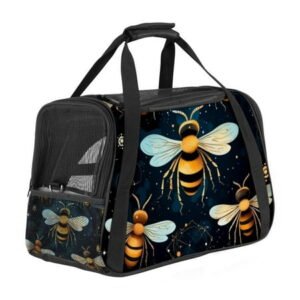 Honeybee Sherpa Pet Carrier Bag for Dogs and s – Fabric 900D Oxford Cloth Base Material with Nylon Webbing – 17x10x11.8 in/43x26x30 cm – Portable and Comfortable Travel