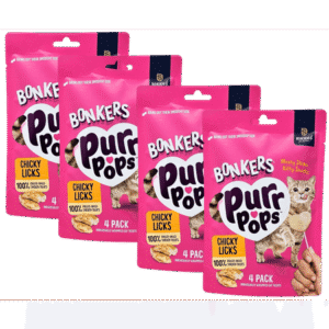 Bonkers Freeze Dried Chicken Chicky Licks Lollipop Purr Pops Cat Treats (Pack of 4)