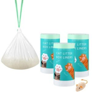 60 Count Automatic Cat Litter Bags Liner Compatible with CAITELINCE, Pet Supply Self-Cleaning Cat Litter Box Replacement Liners Tash Bags with Drawstring Heavy Duty -26″ x 15″ C43