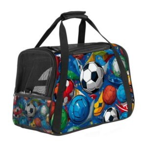 Football Sherpa Fabric Pet Carrier Bag for Dogs and s, 900D Oxford Cloth Travel Tote with Nylon Webbing, 17x10x11.8 Inches, 43x26x30 cm