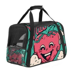 Valentine’s Day Font Pet Carrier Bag with 900D Oxford Cloth Fabric, Sherpa Base, and Nylon Webbing – 17x10x11.8 Inches, 43x26x30 cm – Travel in Style with Your Furry Friend!