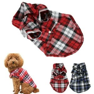 Sarkoyar Cute Pet Dog Puppy Plaid Shirt Coat Clothes T-Shirt Top Apparel Size XS S M L