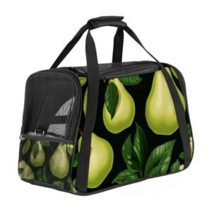 Pear Pet Carrier Bag with 900D Oxford Fabric, Nylon Webbing Base – 17x10x11.8 in – Small Dog Travel Tote