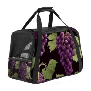 Grape Pet Carrier Bag with 900D Oxford Fabric, Nylon Webbing Base – 17x10x11.8 in – Small Dog Travel Tote
