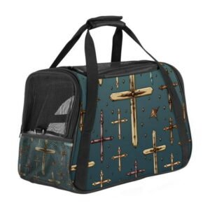 Cross Pet Carrier Bag for s and Small Dogs – Fabric 900D Oxford Cloth Base Material Sherpa Nylon Webbing – Size 17x10x11.8 inches 43x26x30 cm – Travel