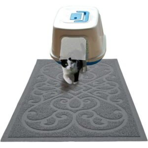 Cat Litter Box Mat, Thick Kitty Litter Trapping Mat, Durable,Waterproof &Washable with Non-Slip Backing, Soft on Kitty Paws and Easy to Clean, BPA Free
