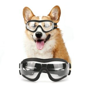 PETLESO Dog Goggles Sunglasses Waterproof with Adjustable Strap for Medium to Large Dog-Clear