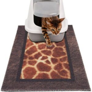 Cat Litter Mat Kitty Litter Trapping Mat 24×16, Traps Mess from Litter Box, Soft on Paws, Easy Clean, Anti Slip, Pet Accessories Rug – Leopard