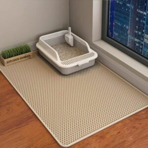 FREEAMG Litter Mat – Litter Mat Litter Trapping Mat 46×26/35×24/30×22/24×16/20×16/18×12 Inch Litter Box Mat Extra Large, Honeycomb Double Layer Litter Mat Trac Washable Waterof (46*26)