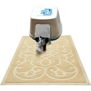 Cat Litter Box Mat, Thick Kitty Litter Trapping Mat, Durable,Waterproof &Washable with Non-Slip Backing, Soft on Kitty Paws and Easy to Clean, BPA Free