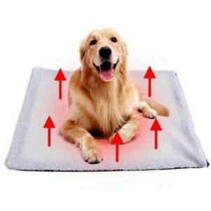 Cat and Dog Self Heating Pad, Pet Self-Warming Convertible Cuddle Bed, Electric-Free Quilted Cat Heating Mat Indoor, Machine Washable Thermal Dog Blanket, White, 24″ x 18″