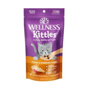 Wellness Kittles Crunchy Natural Grain Free Cat Treats, Chicken & Cranberries Recipe, All Life Stages, 2-Ounce Bag