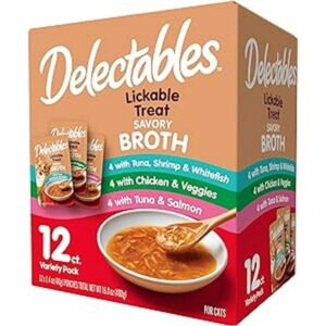 Delectables Savory Broths Lickable Wet Cat Treat Variety Pack, 12Count(Pack of 1)