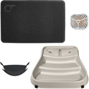 Litter-Robot 3 Accessory Kit by Whisker – Includes LitterTrap Mat, Beige Ramp, Fence, OdorTrap Pod + 1 Pack, for Use with Litter-Robot 3, The Automatic, Self-Cleaning Cat Litter Box