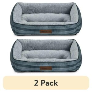 (2 pack) Vibrant Life Lounger Dog Bed, Medium, Blue 27″ x 20″