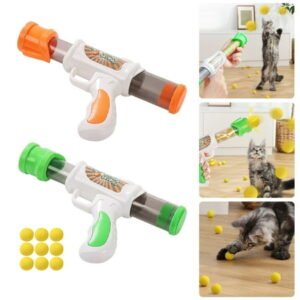 Isvgxsz 2024 Pet Supplies Items Cats Ball Launchers + 9Pcs Cats Toy Balls,Silent Plush Elastic Cats Ball Toy,Interactive Cats Toys for Indoor Cats Toys Travel New Pet Essentials