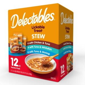Hartz Delectables Stew Lickable Wet Cat Treats for Adult & Senior Cats, Variety Pack, 1.4 Ounce (Pack of 12) SHC70