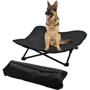 Elevated Dog Bed, Portable Raised Pet Cot for Outdoor and Indoor Folding Dog Cot Bed with Padded Filling Carrying Bag Included Pet Raised Travel Lounger for Camping Traveling (36x36x12inch)