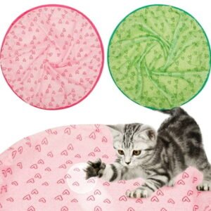 2Pcs Interactive Cat Toy Bag Creative Hide and Seek Cat Mat Toy 72cm Funny Interactive Cat Toy Washable Cloth Cats Ball Jumping Pouch Cat Toys for Indoor Cat Lover Gift
