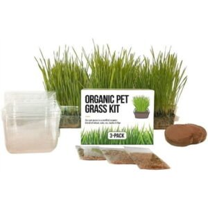 The Cat Ladies Organic Pet Cat Grass Kit -BPA-Free Pots, Locally Sourced Seed, 3-Pack Easy Care