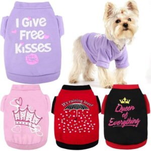 4PCS Dog Shirt, Summer Dog Clothes for Small Dogs Boy, Funny Printed Cool Dog Clothes for Male Dog Cute Pet Puppy Tshirts Clothing Outfits,Cat Apparel,for Teacup,Chihuahua,Yorkie,Small