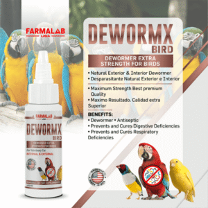 DEWORMX Liquid Extra Strength 2oz Budgies, Parakeet, Finches, Lovebirds Small Caged Birds para periquitos, cacatillos, cotorras, Canarios, guacamayos, Quakers y Aves (Birds 2oz)