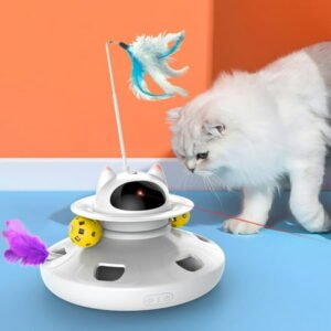 Cornmi 4-Piece Interactive Smart Cat Toy with Ball and Feather, White