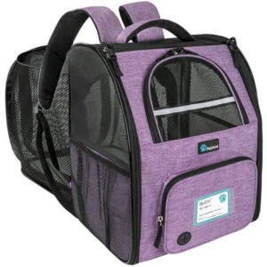 PetAmi Pet Backpack Carrier for Dog Cat, Expandable Cat Carrier Backpack for Travel Hiking, Airline Approved Cat Backpacks For Small Medium Dog Puppy Large Cat, Extended Dog Cat Carrier, Purple
