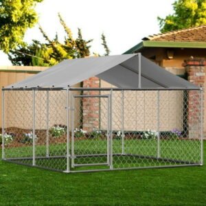 LZBEITEM 10 x 10 ft ( 118″ x 118″ x 71″ ) Outdoor Dog Kennel Outside Large Heavy Duty Shade Dog Pen Playpen Pet Dog Enclosure Crate Dog Run House with UV & Waterproof Cover