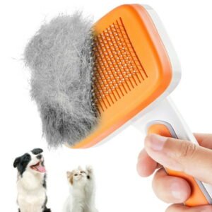 KAIPARA Cat and Dog Grooming Brush,Self Cleaning Slicker Brush,Suitable for Shedding & Haired Pets,Orange