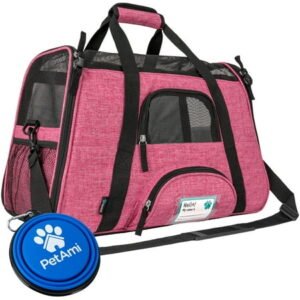 PetAmi Premium Airline Approved Soft Sided Pet Carrier, Heather Pink