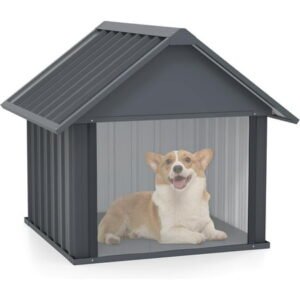 MELLCOM Outdoor Dog House, Weatherproof Puppy Shelter, Dog Tent, for Medium Small Dogs, Anti-Chewing Iron Frame