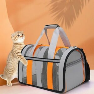 Deagia Cat Kennel Carrier Cat Carriers Dog Carriers Pet for Small Medium Cats Dogs Puppies up to 15 LBS, Breathable Mesh Portable Kennel with Soft Washable Water-proof Pad, Gray