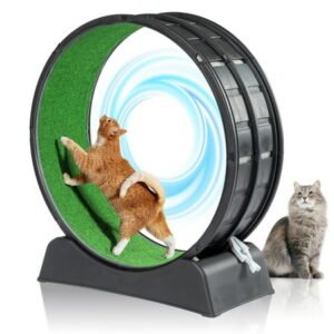 Zimtown Cat Exercise Wheel, 41 inch Extra-Large Cat Wheels for Indoor Cats with Carpeted Runway, Cat Sport Toy Treadmill for Kitty’s Longer Life, Fitness Weight Loss Device