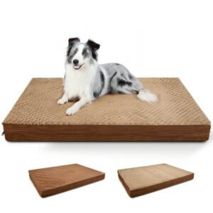 Sytopia Reversible Fleece (Cool/Warm) Dog Bed for Large Dogs Up to 100 lbs, 41 Inch X-Large Orthopedic Dog Bed, Waterproof with Washable Cover, Ideal for Egg Crate Pad & Kennel Mat – BROWN