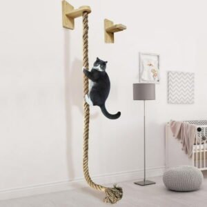 Cat Scratching Posts Wall-Mounted Cat Tree with Climbing Rope, Large Ladder, and Resting Platform – Promotes Healthy Habits and Provides Endless Fun (Light Brown)