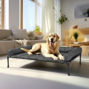 Veehoo Cooling Elevated Dog Bed + Waterproof Removable Pillow-Top Mat, Dog Sofa Bed, Large, Black