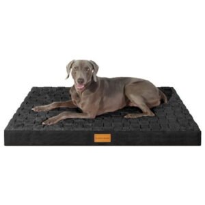 Exclusivo Mezcla Checkered Orthopedic Pet Bed for Large Dogs 42″X28″, Waterproof Removable Washable Cover, Black