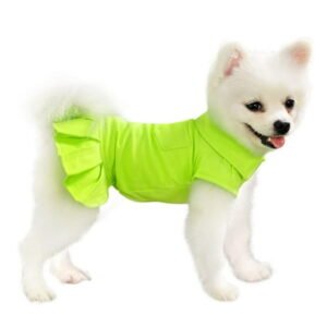 Topkins Dog Dress, Dog Polo Dresses for Small Medium Dogs Girl, Dog Sundress, Dog Wedding Dress, Dog Birthday Dress with Pleated Hem for Spring, Summer, Autumn (Green, S)