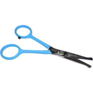 Tiny Trim 4.5″ Ball-Tipped Scissor for Dog, Cat and all Pet Grooming – Ear, Nose, Face & Paw – Scaredy Cut’s small Safety Scissor – Blue