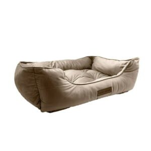 Modern Threads Medium Tufted Velvet Cuddler Dog Bed, Beige