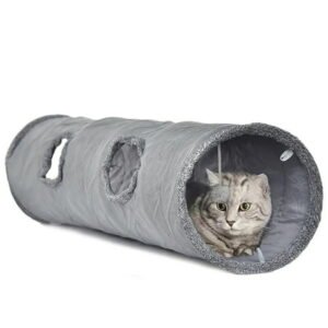 TIJITY Cat Tunnel for Indoor Cats, 51×12 inch Cats Toys Collapsible Tunnel Tube with Balls, for Cats, Rabbits, Puppy, Ferrets