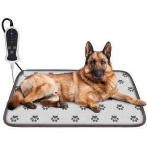 Daretodo Pet Heating pad 34″x21″ Large Dog Cat Heating Pad Heated Ped Beds Dogs House Heater Electric Warming Pad for Puppies with Timer,Chew Resistant Cord,Easy Clean,Waterproof