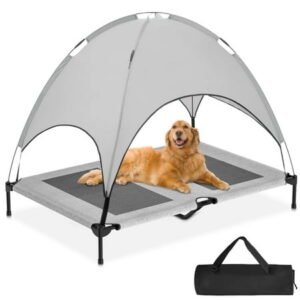 YUWENUS Outdoor Dog Bed with Removable Canopy 48IN Cooling Elevated Dog Bed Indoor Outdoor Pet Cot with Carrying Case for Dogs and Cats
